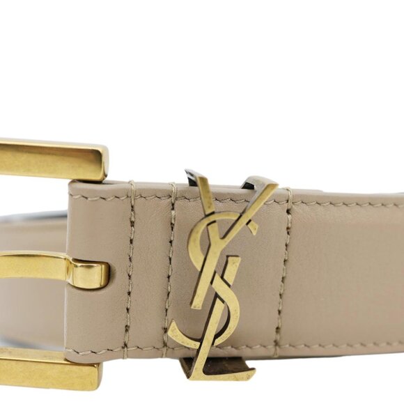 Yves Saint Laurent  Cassandre Leather Belt Beige Size 90 - Picture 4 of 11